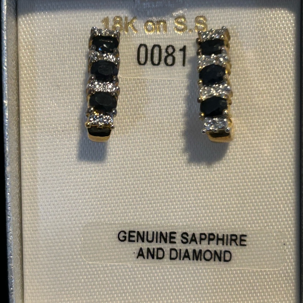 Authentic Vintage Sapphire and diamond Vermeil earrings. Never Worn. NWT
